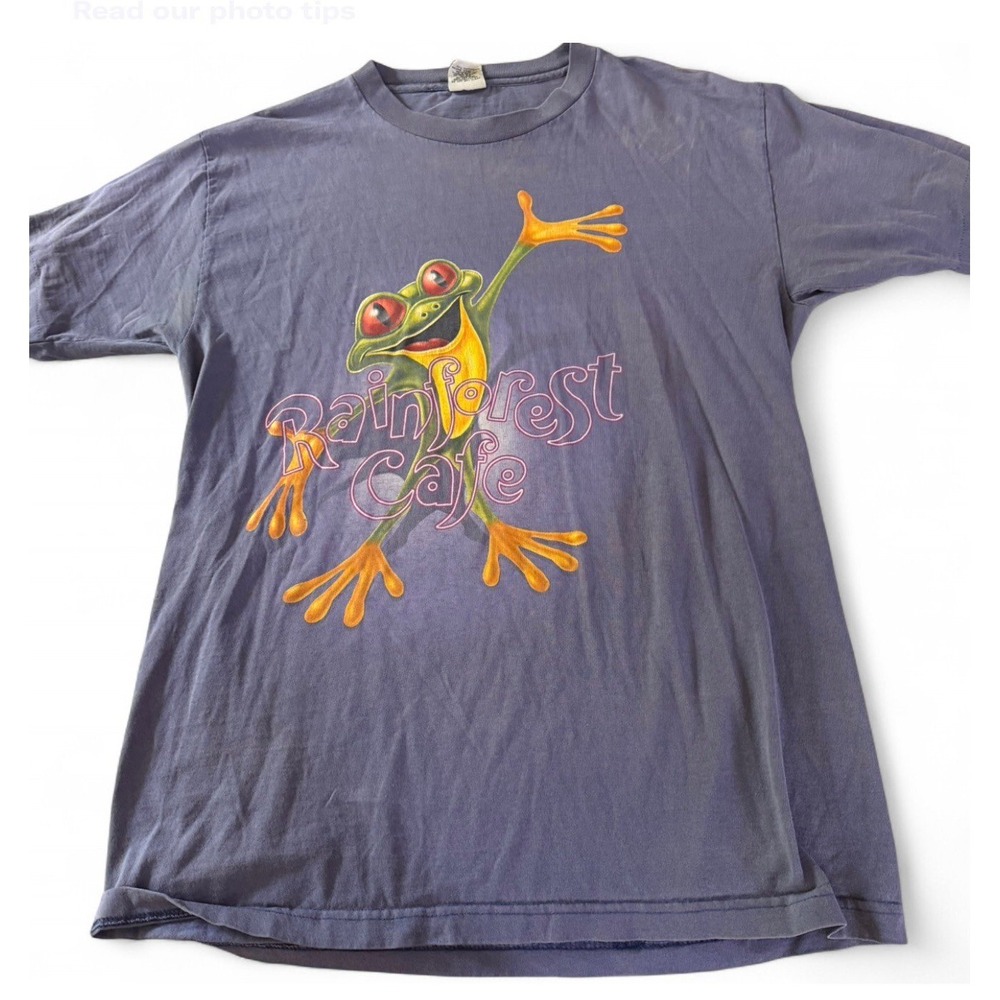 Vintage Rainforest Cafe Frog T Shirt Large Purple‎ Made In USA Graphic Tee